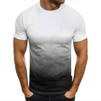 Καλοκαιρινό δημοφιλές ανδρικό μπλουζάκι Λεπτό φαρδύ κοντό μανίκι Ανδρική σειρά μόδας ντεγκραντέ 3D τυπωμένο στρογγυλό γιακά Leisure Oversized τοπ