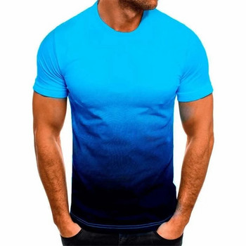 Лятна популярна мъжка тениска Тънка широка мъжка мода с къси ръкави Серия с градиент 3D щампа с кръгла яка Горна част за свободното време