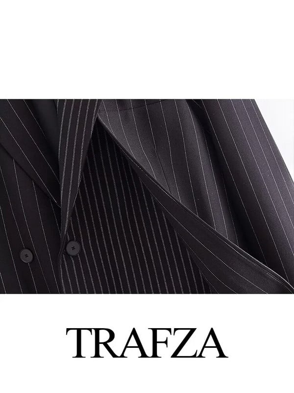 TRAFZA 2023 Ženske jesenske prevelike jakne Kaput Odijelo Uredski ženski sako Elegantna gornja odjeća Ženska prugasta jakna sako