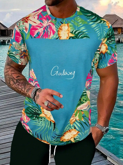 Marškinėliai vyrams Drabužiai Havajų kokoso medžio raštas Vasaros Harajuku trumpomis rankovėmis marškinėliai marškinėliai O formos iškirpte Vyriški laisvalaikio marškinėliai