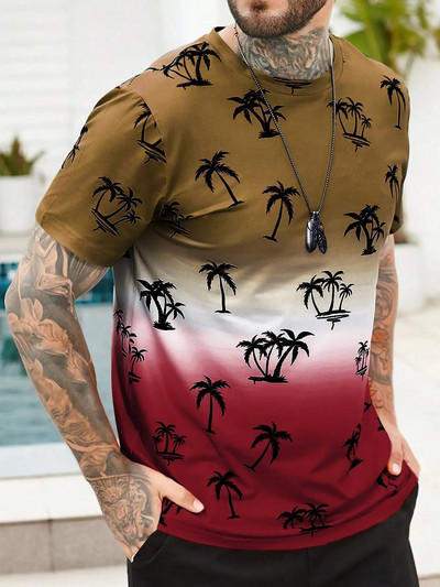 Marškinėliai vyrams Drabužiai Havajų kokoso medžio raštas Vasaros Harajuku trumpomis rankovėmis marškinėliai marškinėliai O formos iškirpte Vyriški laisvalaikio marškinėliai