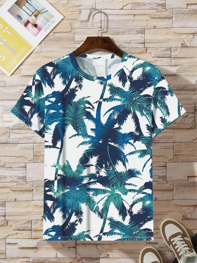Marškinėliai vyrams Drabužiai Havajų kokoso medžio raštas Vasaros Harajuku trumpomis rankovėmis marškinėliai marškinėliai O formos iškirpte Vyriški laisvalaikio marškinėliai