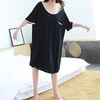 Γυναικείο κοντομάνικο φόρεμα πιτζάμες Modal Βαμβακερό μεταξωτό Μεσαίου μήκους φαρδιά σε συν μέγεθος νυχτικό Ρούχα σπιτιού Γυναικεία υπνοδωμάτια σαλονιού