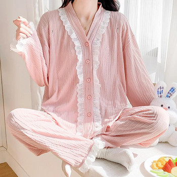 Sweet 2 PC/Σετ Casual πιτζάμες εγκυμοσύνης Ρούχα θηλασμού Φθινοπωρινά νέα μακρυμάνικα σετ πιτζάμες χαλαρά ρούχα για το σπίτι