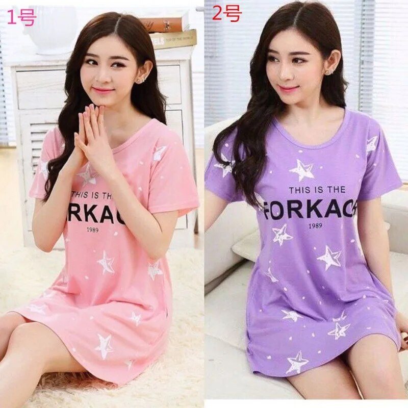 Moteriškos pižamos, vasarinės moteriškos pižamos, studentiškos suknelės, laisvai krentanti ir miela namų apranga, kurią galima dėvėti išorėje