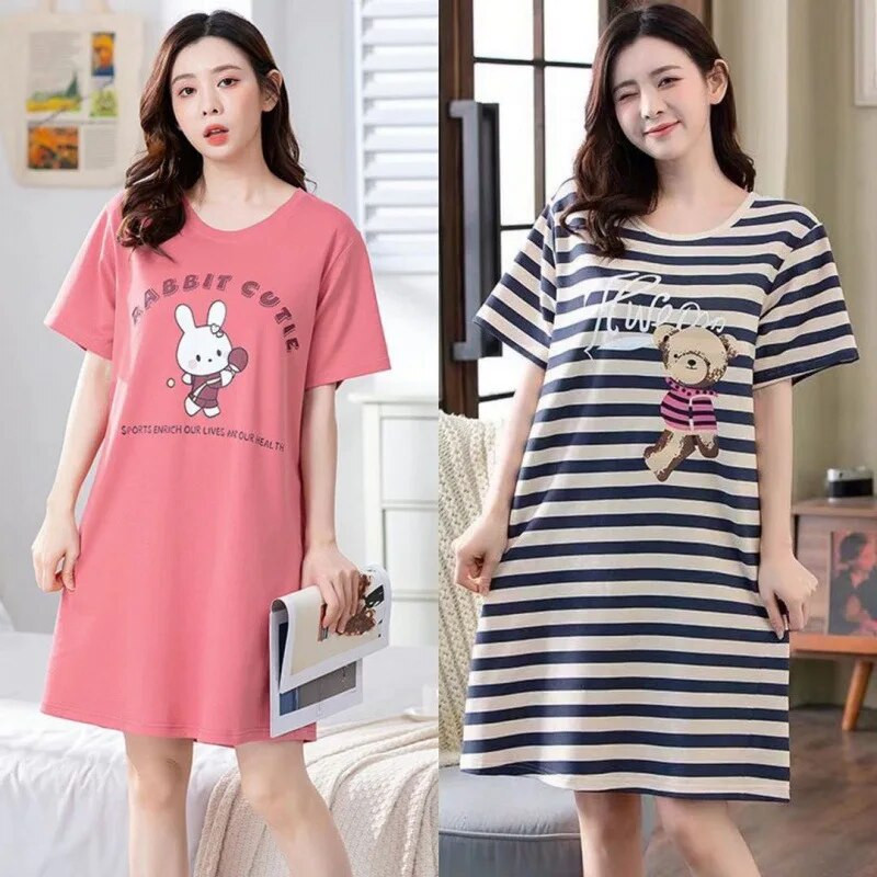 Moteriškos pižamos, vasarinės moteriškos pižamos, studentiškos suknelės, laisvai krentanti ir miela namų apranga, kurią galima dėvėti išorėje