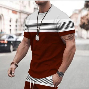 2023 г. Нова мъжка тениска с карирани щампи Големи широки мъжки топ празнични ежедневни дрехи Ежедневни излети Тениски с къси ръкави