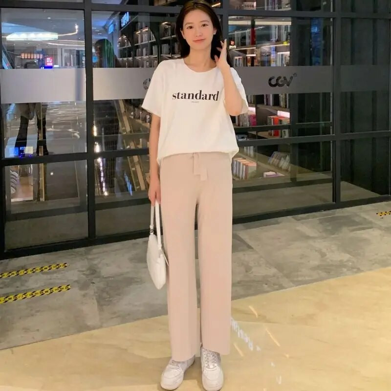 Vasaros mados Reguliuojamas juosmuo Tiesus Laisvos Nėščiųjų Kelnės Laisvai Kvėpuojančios Nėščioms Moteriškos Nėštumo Kelnės