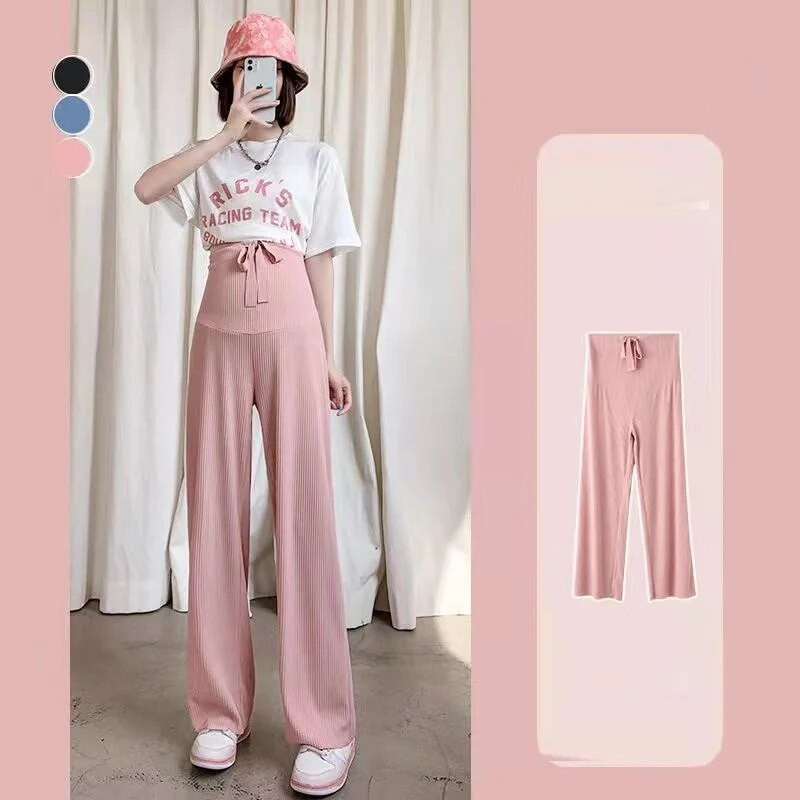 Vasaros mados Reguliuojamas juosmuo Tiesus Laisvos Nėščiųjų Kelnės Laisvai Kvėpuojančios Nėščioms Moteriškos Nėštumo Kelnės