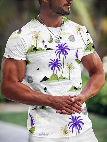 Καλοκαιρινό ανδρικό μπλουζάκι της Χαβάης 3d print Tree γραφικό μπλουζάκι μόδας κοντό μανίκι Υπερμεγέθη μπλουζάκια Streetwear Camiseta