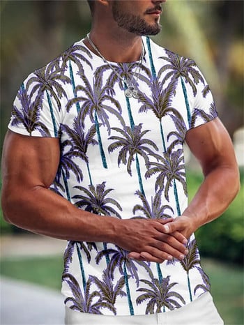 Лятна хавайска мъжка тениска с 3d печат Tree Graphic T Shirt Модно облекло с къс ръкав Oversize Camiseta Streetwear тениски