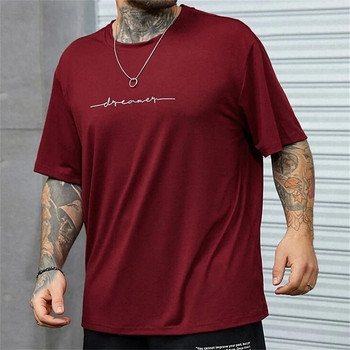 Обикновена лятна мъжка тениска Висококачествен мъжки топ Ежедневна ежедневна спортна риза Тенденция Ново облекло Големи широки широки къси ръкави