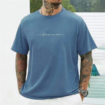 Απλό καλοκαιρινό ανδρικό μπλουζάκι Ανδρικό κορυφαίο καθημερινό καθημερινό αθλητικό πουκάμισο υψηλής ποιότητας Νέα ρούχα Μεγάλο φαρδύ κοντό μανίκι