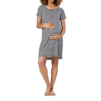 Женска рокля за бременни с райе с къс ръкав Рокля за бременни и кърмачки Рокли за бременни