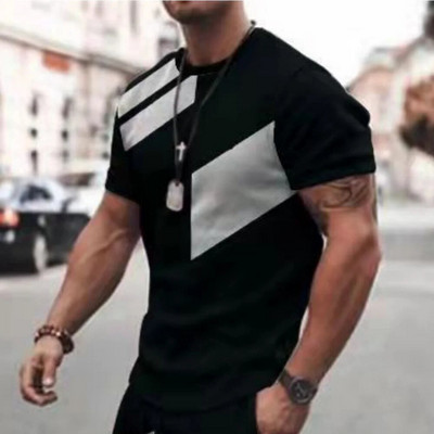 Лятна тениска за мъже, висококачествено мъжко облекло с щампа на карирани райета, ежедневна ежедневна горна част, празнична тениска с къс ръкав