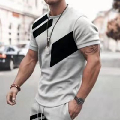 Vasariniai marškinėliai vyrams, languoti juostelėmis spausdinti Aukštos kokybės vyriški rūbai Kasdieniai laisvalaikio viršūnės Šventinės Kelionės Marškinėliai trumpomis rankovėmis