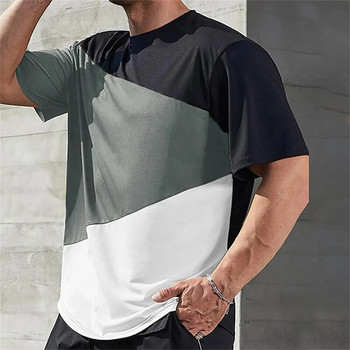 Καλοκαιρινό ανδρικό μπλουζάκι Έγχρωμο μπλοκ Εκτύπωση Καθημερινά Casual Ρούχα Χαλαρά μεγάλου μεγέθους-shirt Trend Νέα Tees Ανδρικά ρούχα υψηλής ποιότητας