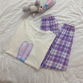 Пижами Дамски летни сладки карикатури Star Dew Панталони с къси ръкави Пижами Комплекти за домашни дрехи Two Pices