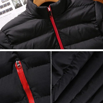 Мъжки зимни якета Модна ежедневна ветровка със стойка яка Термо палто Горно облекло Извънгабаритно яке за къмпинг на открито Мъжки дрехи