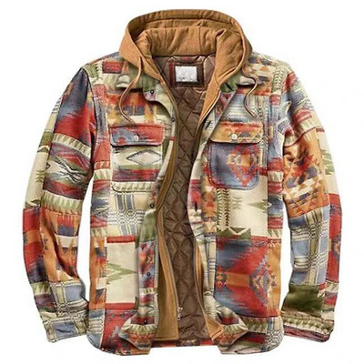 Muška jesensko-zimska jakna s kapuljačom Harajuku karirani kaputi s patentnim zatvaračem dugih rukava Basic Casual Jakne košulja Europsko-američka veličina S-5XL