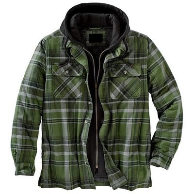 Muška jesensko-zimska jakna s kapuljačom Harajuku karirani kaputi s patentnim zatvaračem dugih rukava Basic Casual Jakne košulja Europsko-američka veličina S-5XL