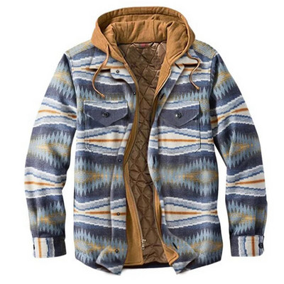 Muška jesensko-zimska jakna s kapuljačom Harajuku karirani kaputi s patentnim zatvaračem dugih rukava Basic Casual Jakne košulja Europsko-američka veličina S-5XL