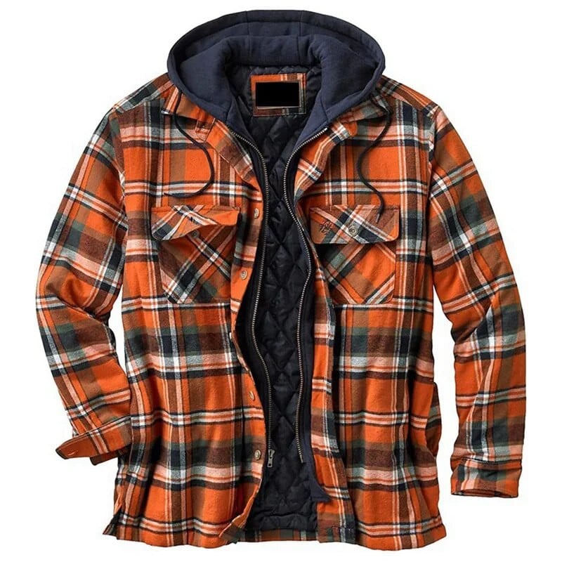Muška jesensko-zimska jakna s kapuljačom Harajuku karirani kaputi s patentnim zatvaračem dugih rukava Basic Casual Jakne košulja Europsko-američka veličina S-5XL