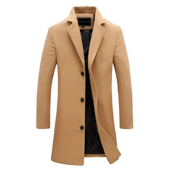 Μάλλινο παλτό πανωφόρι μακρυμάνικο παλτό καμπαρντίνα Μπουφάν Κομψό κομψό παλτό τσέπης μακρύ παλτό Χειμερινό μάλλινο παλτό Slim ανδρικό παλτό
