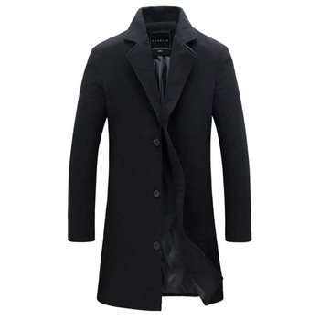 Μάλλινο παλτό πανωφόρι μακρυμάνικο παλτό καμπαρντίνα Μπουφάν Κομψό κομψό παλτό τσέπης μακρύ παλτό Χειμερινό μάλλινο παλτό Slim ανδρικό παλτό