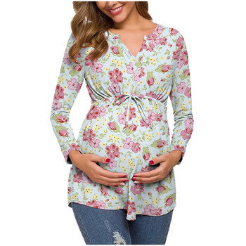 Горнища за бременни Тениски с дълги ръкави за бременни Ризи за бременни с колан Класически горнища за бременни Дамско облекло