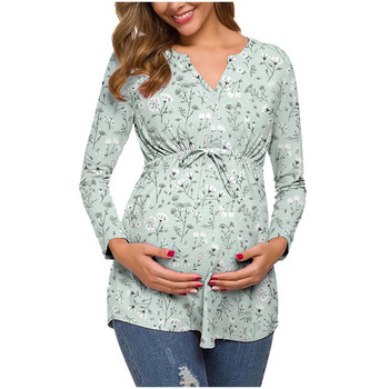 Горнища за бременни Тениски с дълги ръкави за бременни Ризи за бременни с колан Класически горнища за бременни Дамско облекло