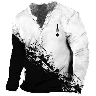 Férfi pólók Vintage színű blokkoló hosszú ujjú felsők Őszi pamut Grafikus alkalmi hip-hop túlméretezett ruházat V-nyakú pólók