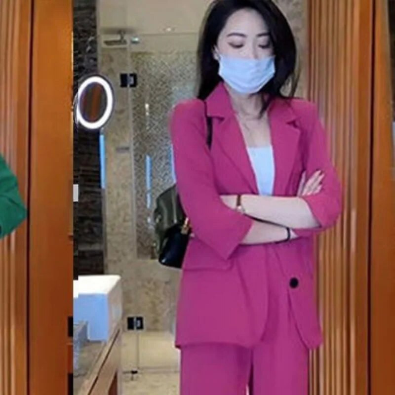 Outfit Professzionális női 2 nadrággarnitúra táskás, kétrészes nadrág szett nőknek munkába viselt blézer és irodai nadrágkosztüm Olcsó Xxl