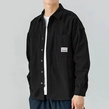 Ανδρικά πουκάμισα μακρυμάνικα μπουφάν τσέπη 2023 Ανοιξιάτικη φθινοπωρινή ζακέτα Μόδα Streetwear Ανδρικό casual oversize παλτό Φαρδιά μπλούζες