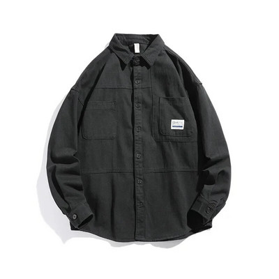 Vīriešu krekli ar garām piedurknēm jakas kabatas 2023. gada pavasara rudens jaciņas, modes ielas apģērbi, vīriešu ikdienas lielizmēra mētelis brīvas blūzes