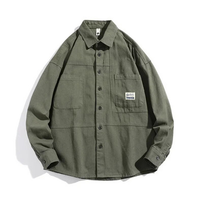 Vīriešu krekli ar garām piedurknēm jakas kabatas 2023. gada pavasara rudens jaciņas, modes ielas apģērbi, vīriešu ikdienas lielizmēra mētelis brīvas blūzes