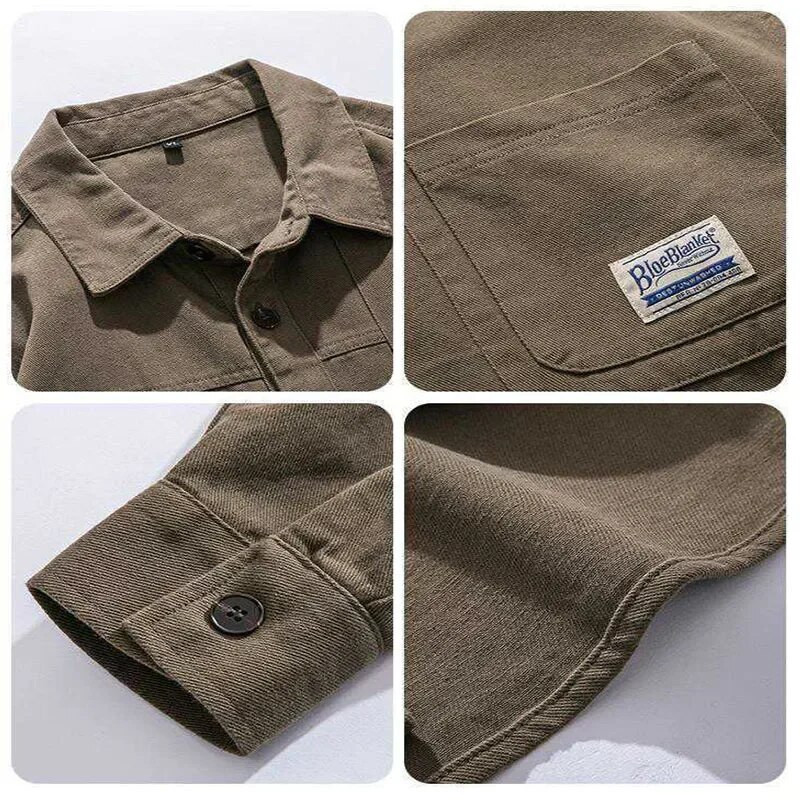 Vīriešu krekli ar garām piedurknēm jakas kabatas 2023. gada pavasara rudens jaciņas, modes ielas apģērbi, vīriešu ikdienas lielizmēra mētelis brīvas blūzes