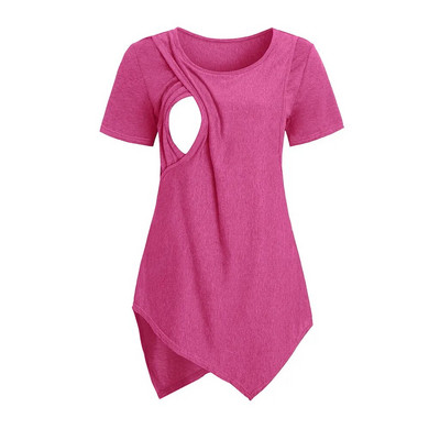 Haine de maternitate pentru alăptare pentru femei Topuri de alăptare bluză solidă cu mânecă scurtă tricou haine embarazada pentru gravide CD