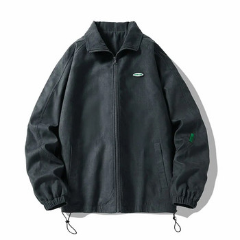 Φθινοπωρινό Oversize Bomber Jacket Ανδρικό Vintage φαρδύ παλτό Μόδα Κορεατικά Streetwear Εξωτερικά ρούχα με φερμουάρ Μπλούζες Ανδρικό συν μέγεθος 3XL