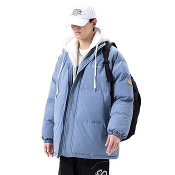 Зимно топло яке Мъжко улично облекло Модна парка Мъжко дебело корейско модно свободно палто с качулка за мъже Дамско зимно ново