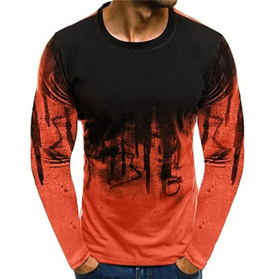 Modni gradijent Harajuku print Majice dugih rukava Hip Hop trend muške majice Dnevni ležerni pulover s O izrezom Široka gornja odjeća