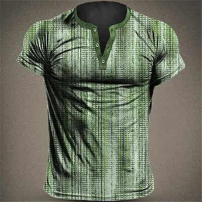2023 Muške košulje Henley obična košulja s V-izrezom Top s printom Vintage pamučna prevelika majica s kratkim rukavima Muška Harajuku odjeća Streetwear Homme