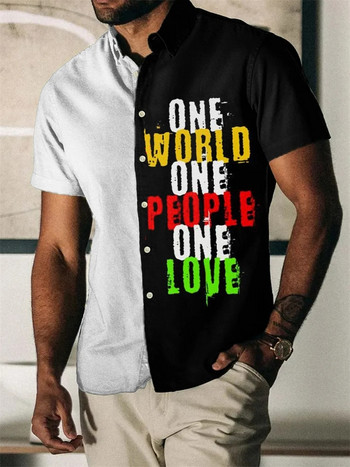 2023 Νέα ανδρικά πουκάμισα Rainbow printing κοντά μανίκια ανδρικά ρούχα με κουμπιά πέτο πουκάμισα για άνδρες Streetwear Vintage μπλούζα