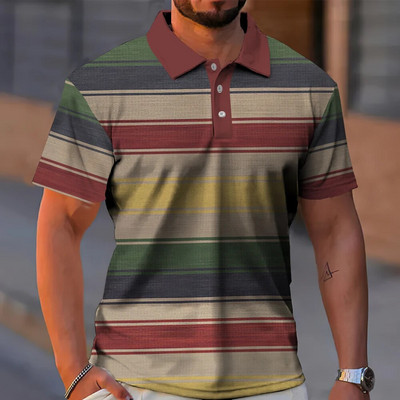 Νέο ανδρικό πουκάμισο πόλο με ρίγες τύπωμα απλά ανδρικά ρούχα καλοκαιρινά casual κοντό μανίκι φαρδιά υπερμεγέθη πουκάμισο μόδας φούτερ ανάσα