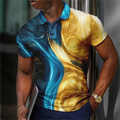 Tricou polo de lux pentru bărbați, cu imprimeu 3d, colorat, îmbrăcăminte la modă pentru bărbați, designer stradal, cu mânecă scurtă, cămașă și bluză supradimensionate
