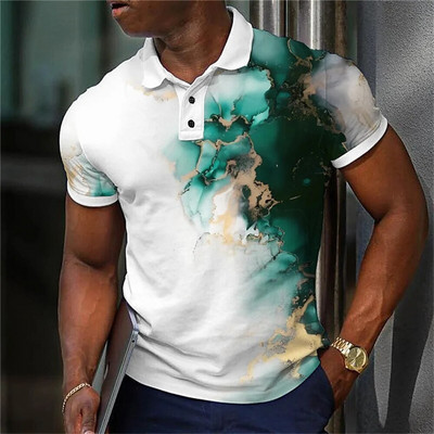 Tricou polo de lux pentru bărbați, cu imprimeu 3d, colorat, îmbrăcăminte la modă pentru bărbați, designer stradal, cu mânecă scurtă, cămașă și bluză supradimensionate