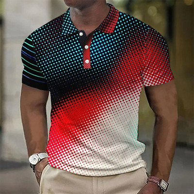 Tricou polo de lux pentru bărbați, cu imprimeu 3d, colorat, îmbrăcăminte la modă pentru bărbați, designer stradal, cu mânecă scurtă, cămașă și bluză supradimensionate