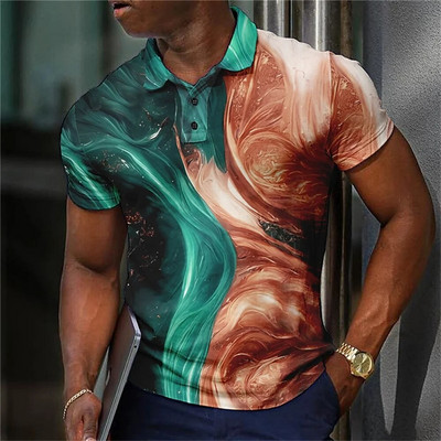Tricou polo de lux pentru bărbați, cu imprimeu 3d, colorat, îmbrăcăminte la modă pentru bărbați, designer stradal, cu mânecă scurtă, cămașă și bluză supradimensionate