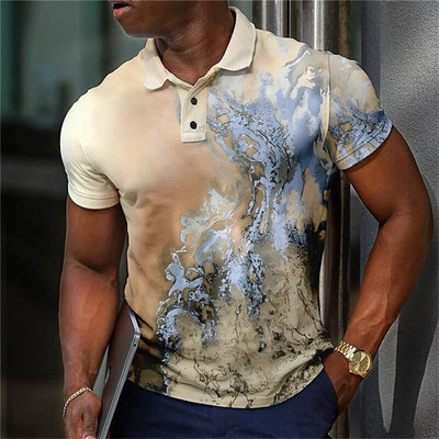 Tricou polo de lux pentru bărbați, cu imprimeu 3d, colorat, îmbrăcăminte la modă pentru bărbați, designer stradal, cu mânecă scurtă, cămașă și bluză supradimensionate