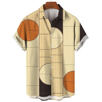 Лятна хавайска плажна мъжка риза Геометрия 3D печат за пънк рейв мъже Ежедневно облекло Големи улични дрехи Улична мода